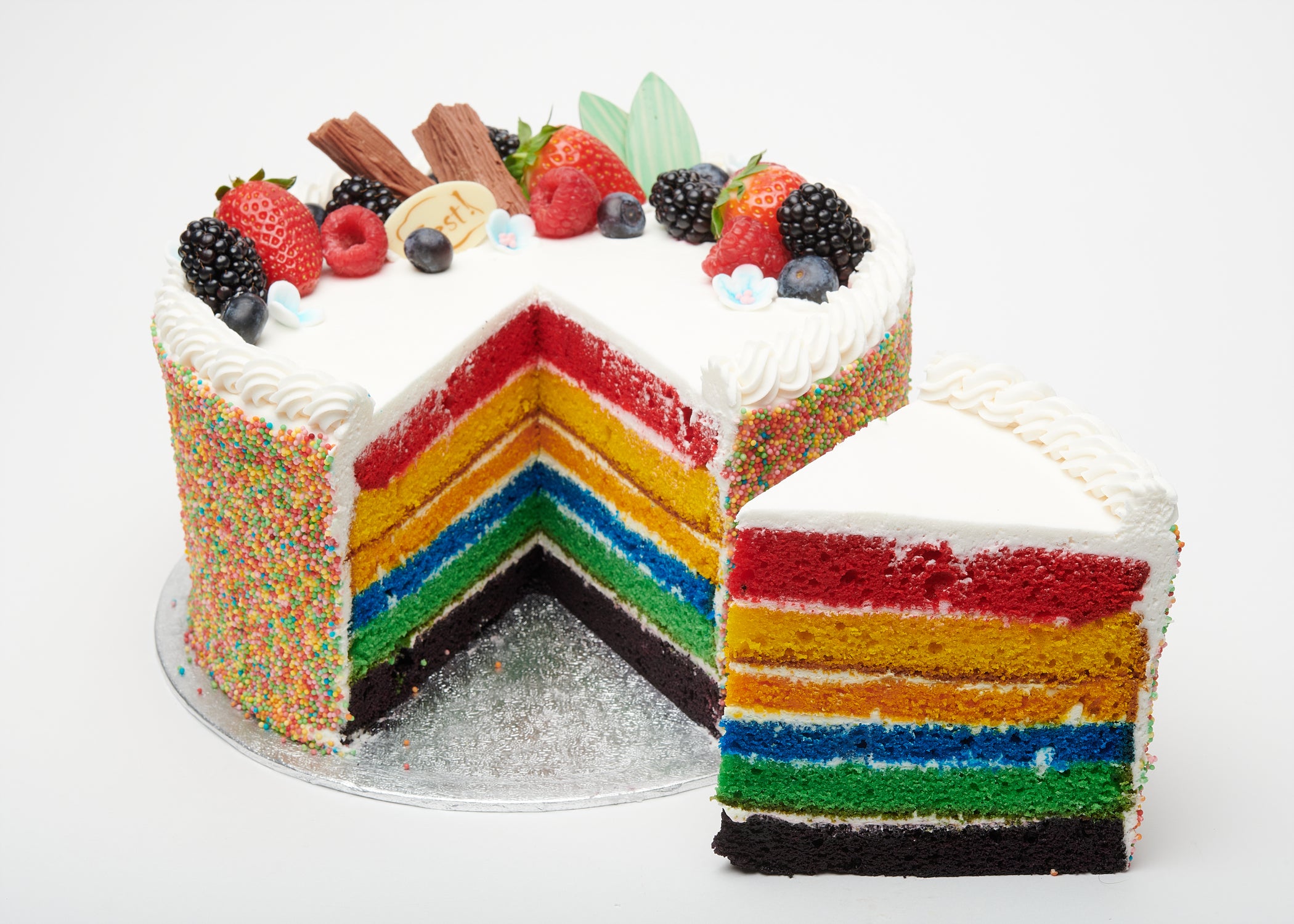 Rainbow cake stepbystep tutorial  Spatula Desserts